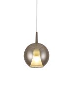 Elsa 25cm Assembly Pendant (WITHOUT PLATE) With Round Shade, 1 Light E27, Chrome Glass With Frosted Inner Cone