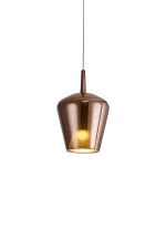 Elsa 22.5cm Assembly Pendant (WITHOUT PLATE) With Inverted Bell Shade, 1 Light E27, Copper Glass With Frosted Inner Cone