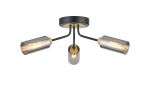 Vico 43.6cm Ceiling, 3 Light G9, Satin Black/Gold/Smoked Glass