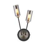 Vico Wall Lamp, 2 Light G9, Anthracite/Satin Nickel/Smoked Glass