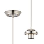 Mia 12cm Pendant Light (FRAME ONLY) 1.5m, 1 x E27, Polished Nickel / Grey Braided Cable