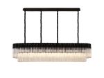 Vita 180 x 40cm Linear Pendant, 9 Light E14, Matt Black/Clear Sculpted Glass, Item Weight: 47kg