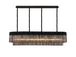 Vita 180 x 40cm Linear Pendant, 9 Light E14, Matt Black/Smoked Sculpted Glass, Item Weight: 47kg