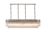 Vita 180 x 40cm Linear Pendant, 9 Light E14, Polished Nickel/Clear Sculpted Glass, Item Weight: 47kg