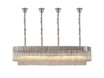 Vita 180 x 40cm Linear Pendant With Bell Cup, 9 Light E14, Polished Nickel/Cognac Sculpted Glass, Item Weight: 44kg