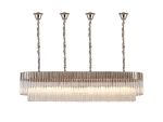 Vita 180 x 40cm Linear Pendant With Bell Cup, 9 Light E14, Polished Nickel/Clear Sculpted Glass, Item Weight: 44kg