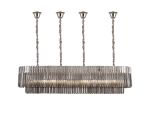 Vita 180 x 40cm Linear Pendant With Bell Cup, 9 Light E14, Polished Nickel/Smoked Sculpted Glass, Item Weight: 44kg