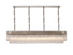 Vita 200 x 40cm Linear Pendant, 10 Light E14, Polished Nickel/Clear Sculpted Glass, Item Weight: 53kg