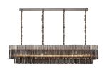 Vita 200 x 40cm Linear Pendant, 10 Light E14, Polished Nickel/Smoked Sculpted Glass, Item Weight: 53kg