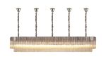 Vita 250 x 40cm Linear Pendant With Bell Cup, 13 Light E14, Polished Nickel/Cognac Sculpted Glass, Item Weight: 61kg