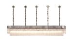 Vita 250 x 40cm Linear Pendant With Bell Cup, 13 Light E14, Polished Nickel/Clear Sculpted Glass, Item Weight: 61kg