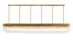 Vita 300 x 40cm Linear Pendant, 16 Light E14, Brass/Clear Sculpted Glass, Item Weight: 80kg