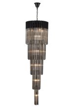 Vita 50cm Pendant Round 5 Tier 18 Light E14, Matt Black/Smoke Sculpted Glass Item Weight: 42kg