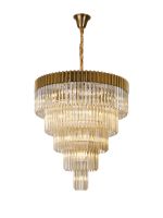 Vita 96cm 5 Tier 23 Light E14, Brass/Cognac Sculpted Glass  Item Weight: 48kg