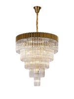 Vita 96cm Pendant Round 5 Tier 23 Light E14, Brass/Clear Sculpted Glass  Item Weight: 48kg