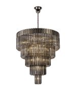 Vita 96cm Pendant Round 5 Tier 23 Light E14, Polished Nickel/Smoked Sculpted Glass  Item Weight: 48kg