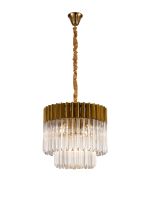 Vita 45cm Pendant Round 5 Light E14, Brass/Clear Sculpted Glass