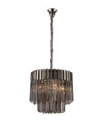 Vita 45cm Pendant Round 5 Light E14, Polished Nickel/Smoked Sculpted Glass