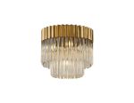 Vita 45cm Flush Ceiling Round 5 Light E14, Brass/Clear Sculpted Glass