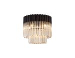 Vita 45cm Flush Ceiling Round 5 Light E14, Matt Black/Cognac Sculpted Glass