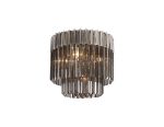 Vita 45cm Flush Ceiling Round 5 Light E14, Polished Nickel/Smoked Sculpted Glass