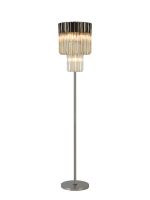 Vita 35 x 168cm Floor Lamp 5 Light E14, Polished Nickel/Cognac Sculpted Glass  Item Weight: 16.5kg