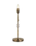 Lexo Crystal Table Lamp Without Shade, 1 Light E27, Antique Brass & Clear Crystal