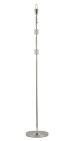 Lexo Floor Lamp Without Shade, 1 Light E27, Polished Nickel/Clear Crystal