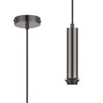 Wick 18cm Body 1.5m 1 Light Pendant, 1 x E27, Black Chrome