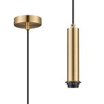 Wick 18cm Body 1.5m 1 Light Pendant, 1 x E27, Brass Gold