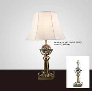 Elmo Small Crystal Table Lamp WITHOUT SHADE 1 Light E27 Antique Brass