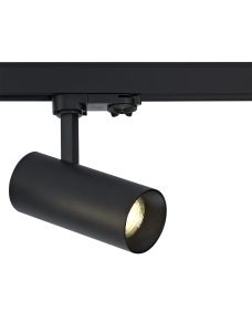 Eos T 10 Triac Dimmable, Tridonic 10W 688lm 2700K 12°, Black & Black, Cylinder Track Light, 90° Tilt, 350° R/tion, 3P Adaptor, 5yrs Warranty