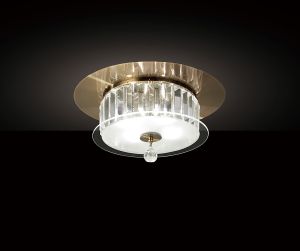 Tosca 35cm Flush Ceiling Round 4 Light G9 Antique Brass/Glass/Crystal