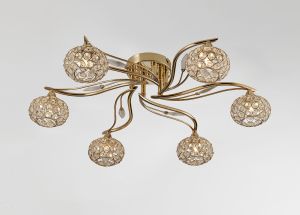 Leimo 59cm Ceiling 6 Light G9 French Gold/Crystal