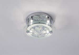 Destello 30cm Flush Ceiling Round With Circle Pattern 4 Light G9 Polished Chrome/Crystal