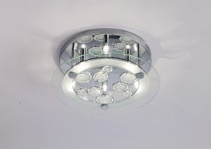 Destello 40cm Flush Ceiling Round With Circle Pattern 6 Light G9 Round Polished Chrome/Crystal