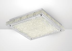 Amelia Square Flush Ceiling 21W 1700lm LED 4000K Stainless Steel/Crystal, 3yrs Warranty