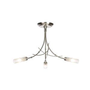 Bamboo 3 Light G9 Satin Chrome Semi Flush Ceiling Light With Glass Shades