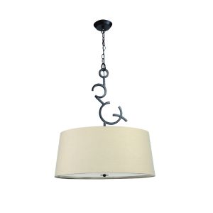 Argi 60cm Pendant 3 Light E27 Round With Taupe Shades Brown Oxide