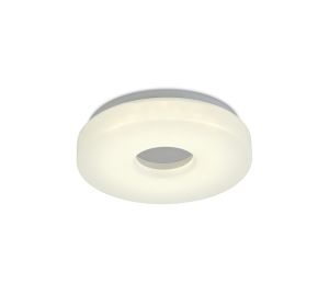 Joop 29cm IP44 12W LED Small Flush Ceiling Light, 4000K 1000lm CRI80, Polished Chrome With White Acrylic Diffuser