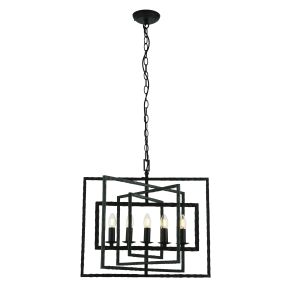 Tibbet 5 Light E14 Hammered Bronze Adjustable Pendant