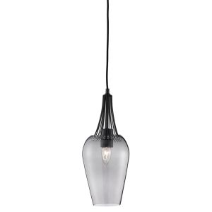 Whisk Pendant - Black & Smokey Glass