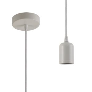 Briciole 10cm 2m Suspension Kit 1 Light White/White Braided Cable, E27 Max 60W, c/w Ceiling Bracket & Deeper Shade Ring