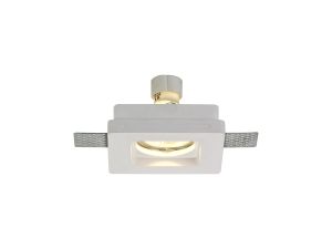 Gelato Square Stepped Recessed Spotlight, 1 x GU10, White Paintable Gypsum, Cut Out: L:103mmxW:103mm