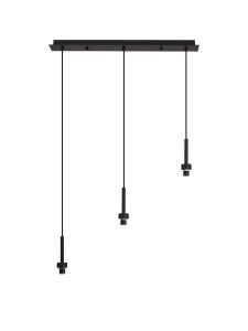 Giuseppe Satin Black 3 Light G9 Universal 2m Drop Linear Pendant (FRAME ONLY), For A Vast Range Of Glass Shades