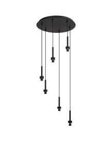 Giuseppe 40cm Satin Black 6 Light G9 Universal 2.5m Round Multiple Pendant (FRAME ONLY), For A Vast Range Of Glass Shades