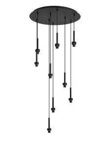 Giuseppe 50cm Satin Black 9 Light G9 Universal 2.5m Round Multiple Pendant (FRAME ONLY), For A Vast Range Of Glass Shades