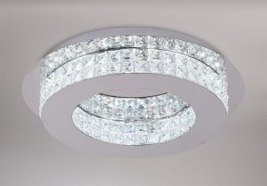 Golosita 40cm Ceiling Light, 1 x 18W LED, 4000K, 418lm, Polished Chrome/Crystal, 3yrs Warranty