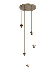 Zenth 45cm Antique Brass 5 Light E27 2.5m Round Multiple Pendant (FRAME ONLY)