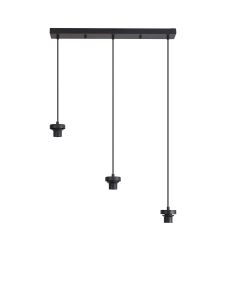 Zenth Satin Black 3 Light E27 2m Linear Multiple Pendant (FRAME ONLY)